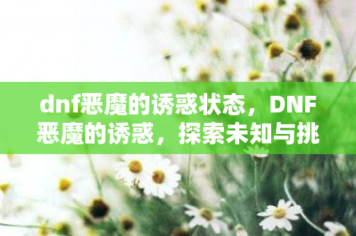 dnf恶魔的诱惑状态，DNF恶魔的诱惑，探索未知与挑战极限的冒险之旅