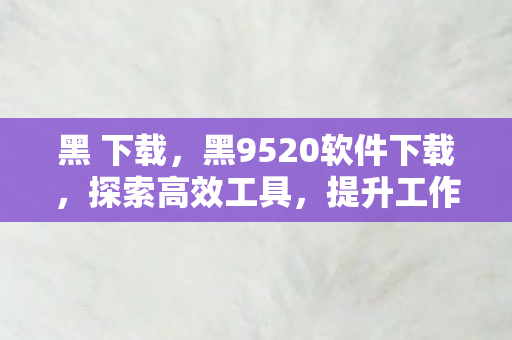 黑 下载，黑9520软件下载，探索高效工具，提升工作效率