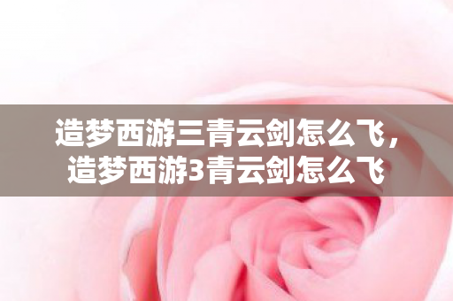 造梦西游三青云剑怎么飞，造梦西游3青云剑怎么飞