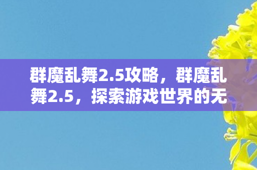 群魔乱舞2.5攻略，群魔乱舞2.5，探索游戏世界的无限可能