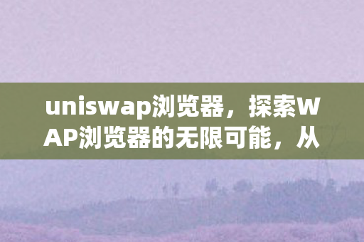 uniswap浏览器，探索WAP浏览器的无限可能，从移动应用到高效浏览的进化之旅