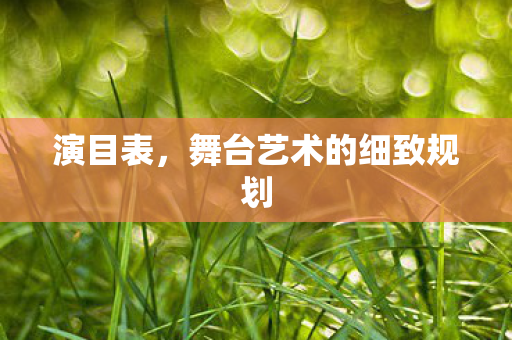 演目表,舞台艺术的细致规划 演目表,舞台艺术的细致规划