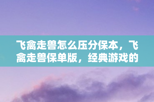 飞禽走兽怎么压分保本，飞禽走兽保单版，经典游戏的全新保障