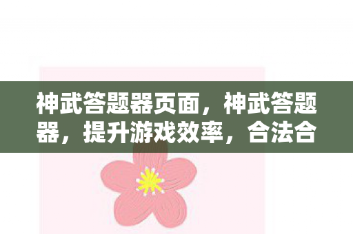 神武答题器页面，神武答题器，提升游戏效率，合法合规的助手