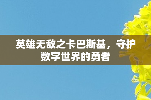 英雄无敌之卡巴斯基,守护数字世界的勇者 英雄无敌之卡巴斯基,守护数字世界的勇者