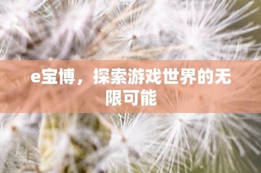 e宝博，探索游戏世界的无限可能