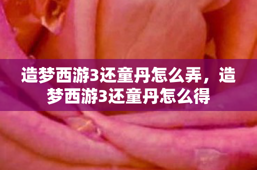 造梦西游3还童丹怎么弄，造梦西游3还童丹怎么得