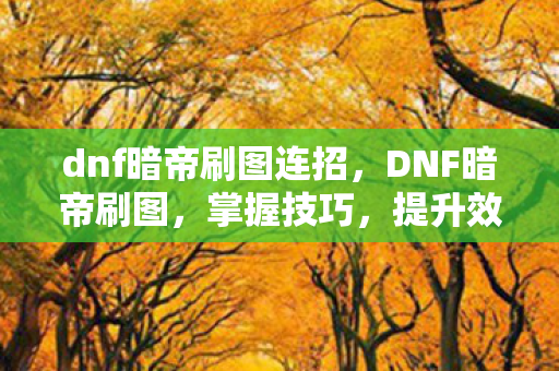 dnf暗帝刷图连招，DNF暗帝刷图，掌握技巧，提升效率