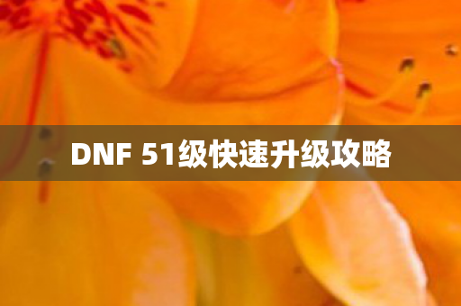 DNF 51级快速升级攻略