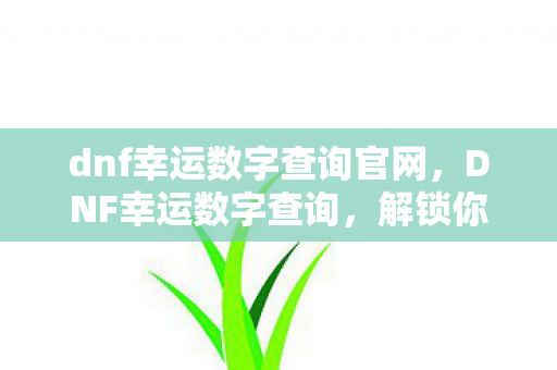 dnf幸运数字查询官网，DNF幸运数字查询，解锁你的游戏幸运密码