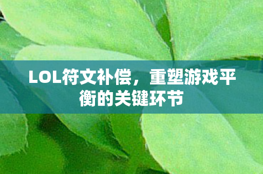 LOL符文补偿，重塑游戏平衡的关键环节