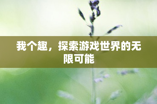 我个趣，探索游戏世界的无限可能