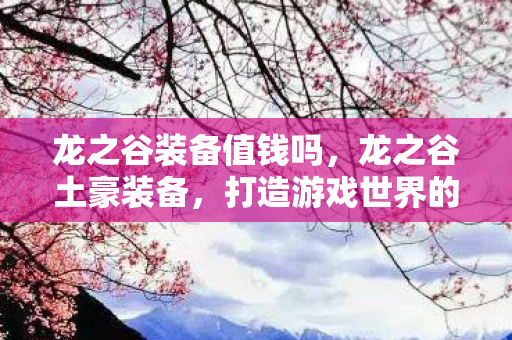 龙之谷装备值钱吗，龙之谷土豪装备，打造游戏世界的巅峰战力