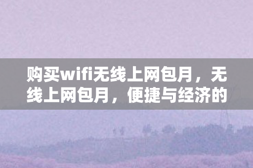 购买wifi无线上网包月，无线上网包月，便捷与经济的双赢选择