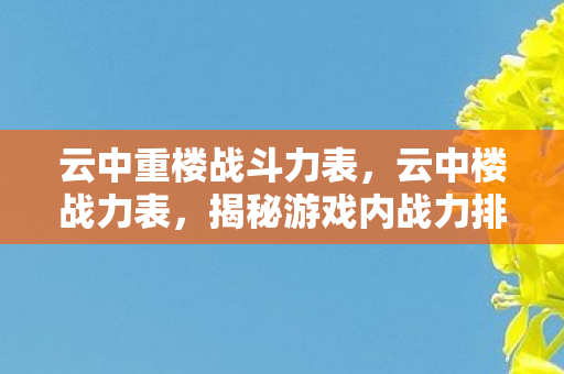 云中重楼战斗力表，云中楼战力表，揭秘游戏内战力排名的奥秘