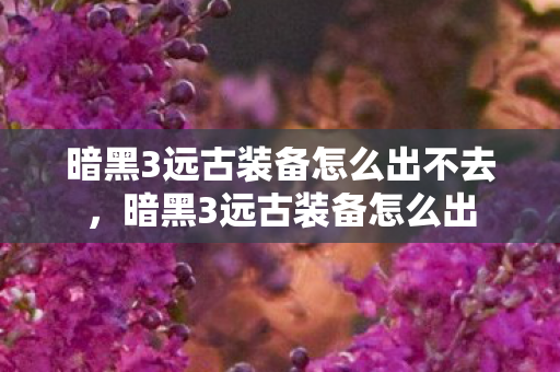 暗黑3远古装备怎么出不去，暗黑3远古装备怎么出
