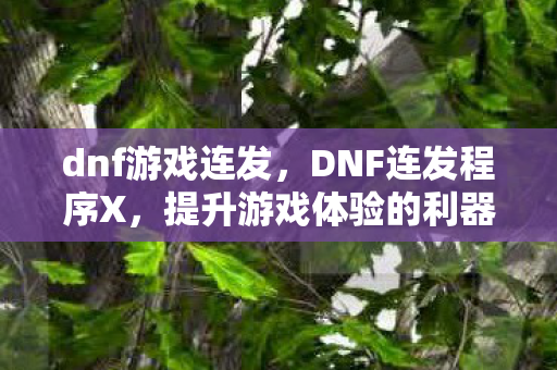 dnf游戏连发，DNF连发程序X，提升游戏体验的利器还是游戏平衡的破坏者？