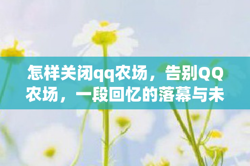 怎样关闭qq农场，告别QQ农场，一段回忆的落幕与未来的展望