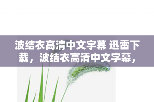 波结衣高清中文字幕 迅雷下载，波结衣高清中文字幕，沉浸式观影新体验