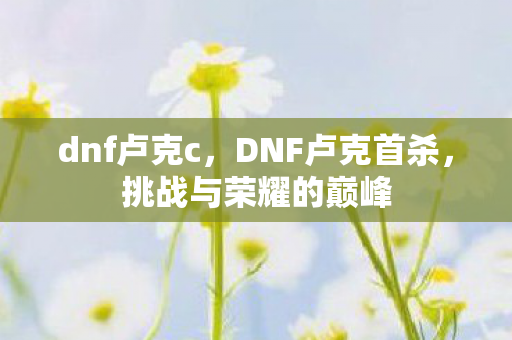 dnf卢克c，DNF卢克首杀，挑战与荣耀的巅峰