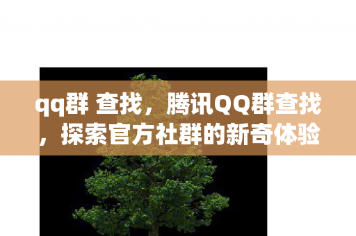qq群 查找，腾讯QQ群查找，探索官方社群的新奇体验