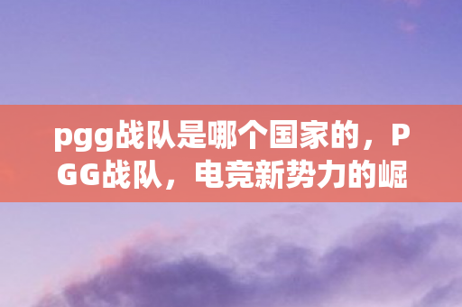 pgg战队是哪个国家的，PGG战队，电竞新势力的崛起之路
