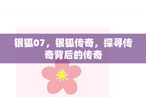 银狐07，银狐传奇，探寻传奇背后的传奇