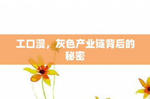 工口漫，灰色产业链背后的秘密