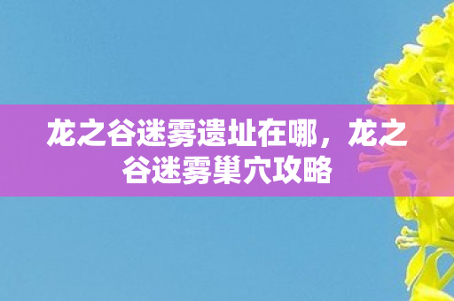 龙之谷迷雾遗址在哪，龙之谷迷雾巢穴攻略
