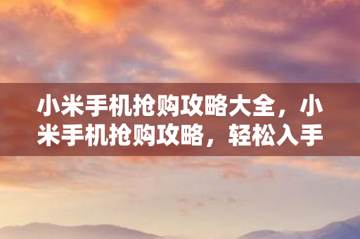 小米手机抢购攻略大全，小米手机抢购攻略，轻松入手心仪设备