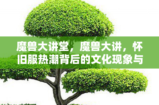 魔兽大讲堂，魔兽大讲，怀旧服热潮背后的文化现象与玩家情怀