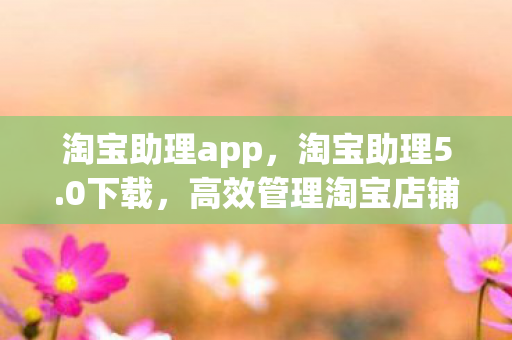 淘宝助理app，淘宝助理5.0下载，高效管理淘宝店铺的必备工具