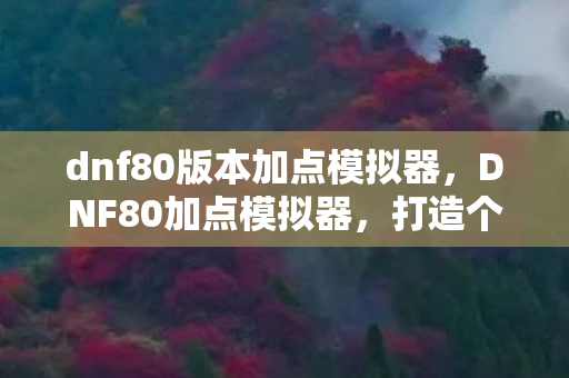 dnf80版本加点模拟器，DNF80加点模拟器，打造个性化角色，提升战斗力的关键