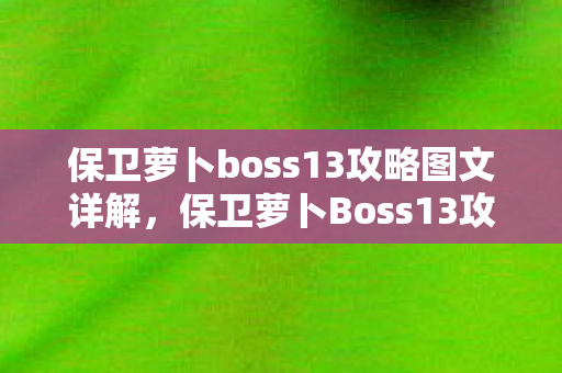 保卫萝卜boss13攻略图文详解，保卫萝卜Boss13攻略