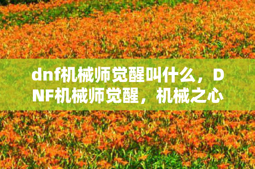 dnf机械师觉醒叫什么，DNF机械师觉醒，机械之心的觉醒与机械师的未来