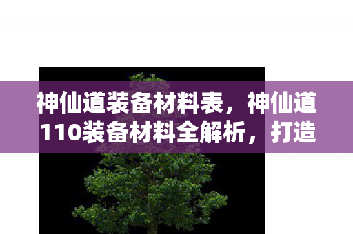 神仙道装备材料表，神仙道110装备材料全解析，打造顶级战力的关键