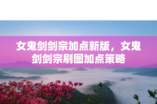 女鬼剑剑宗加点新版，女鬼剑剑宗刷图加点策略