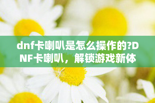 dnf卡喇叭是怎么操作的?DNF卡喇叭，解锁游戏新体验，打造个性化社交