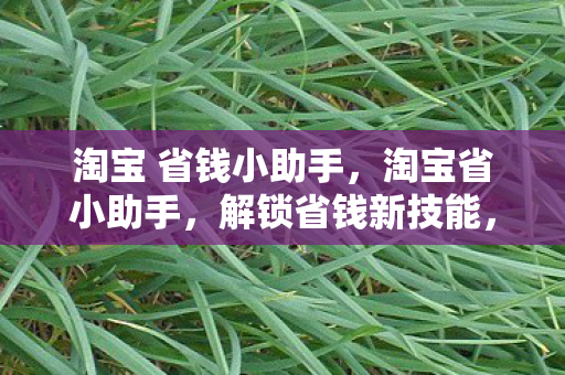 淘宝 省钱小助手，淘宝省小助手，解锁省钱新技能，尽享购物优惠