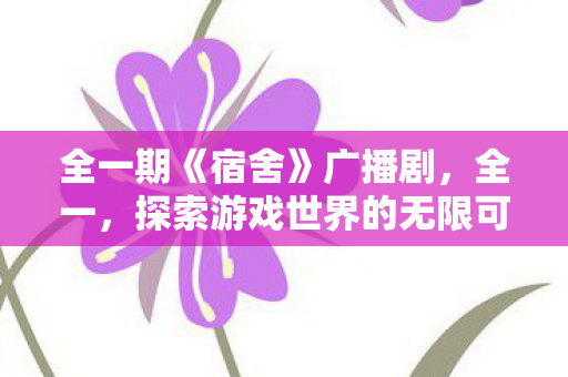 全一期《宿舍》广播剧，全一，探索游戏世界的无限可能