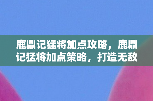 鹿鼎记猛将加点攻略，鹿鼎记猛将加点策略，打造无敌战士的秘诀