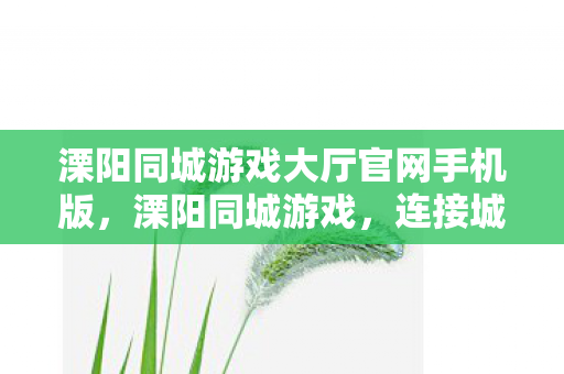 溧阳同城游戏大厅官网手机版，溧阳同城游戏，连接城市，共享欢乐