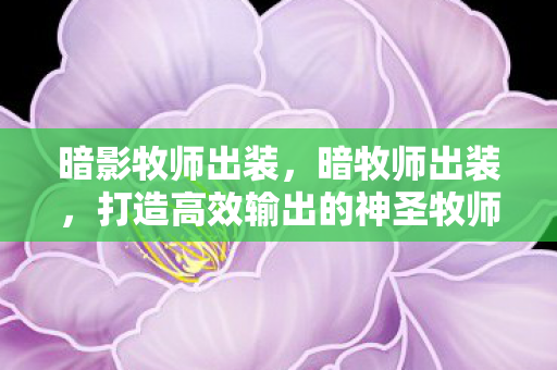 暗影牧师出装，暗牧师出装，打造高效输出的神圣牧师