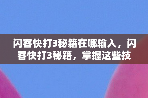 闪客快打3秘籍在哪输入，闪客快打3秘籍，掌握这些技巧，轻松通关！