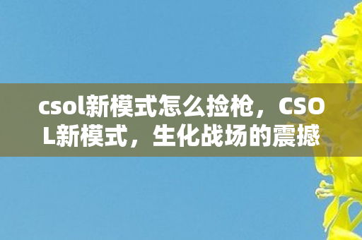csol新模式怎么捡枪，CSOL新模式，生化战场的震撼来袭