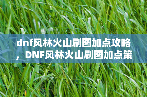 dnf风林火山刷图加点攻略，DNF风林火山刷图加点策略