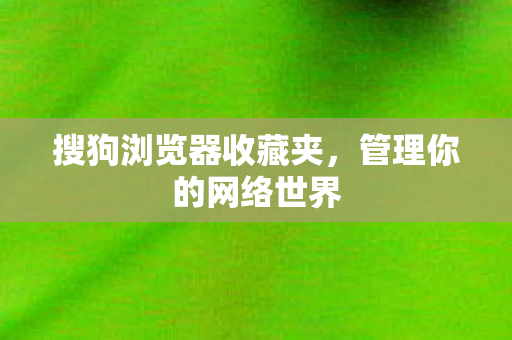 搜狗浏览器收藏夹，管理你的网络世界