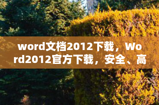 word文档2012下载，Word2012官方下载，安全、高效、官方渠道的重要性
