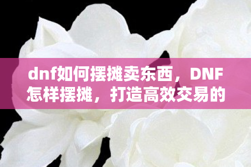 dnf如何摆摊卖东西，DNF怎样摆摊，打造高效交易的攻略