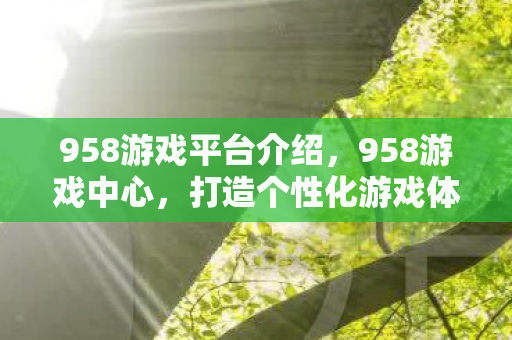 958游戏平台介绍，958游戏中心，打造个性化游戏体验的优选平台